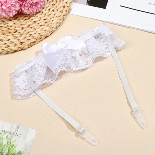 Women Bow Leg Ring Sexy Lingerie Lace Garter Belt Bowknot Leg Loop Wedding Garters Bridal Cosplay Fashion Stocking Thigh Ring - Image 5