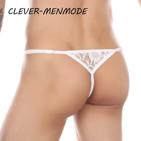 Men's Sexy Lace Thong Side Buckle Adjustable Strap G-String Underwear Exotic Lace Sheer Panties Lower Body Mini Mankini - Image 2