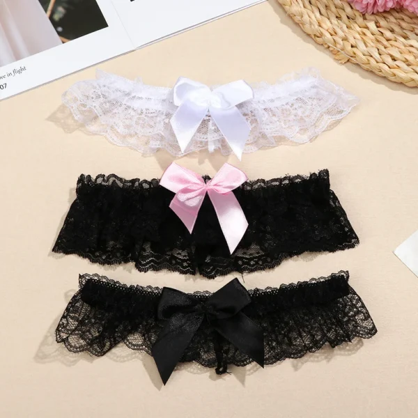 Women Bow Leg Ring Sexy Lingerie Lace Garter Belt Bowknot Leg Loop Wedding Garters Bridal Cosplay Fashion Stocking Thigh Ring - Image 2